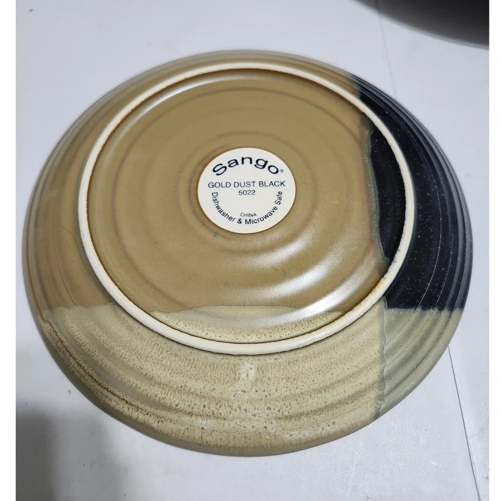 Sango Gold Dust Black 5022 Salad Plate 8 Inch Stoneware Tan Black Speckled‎